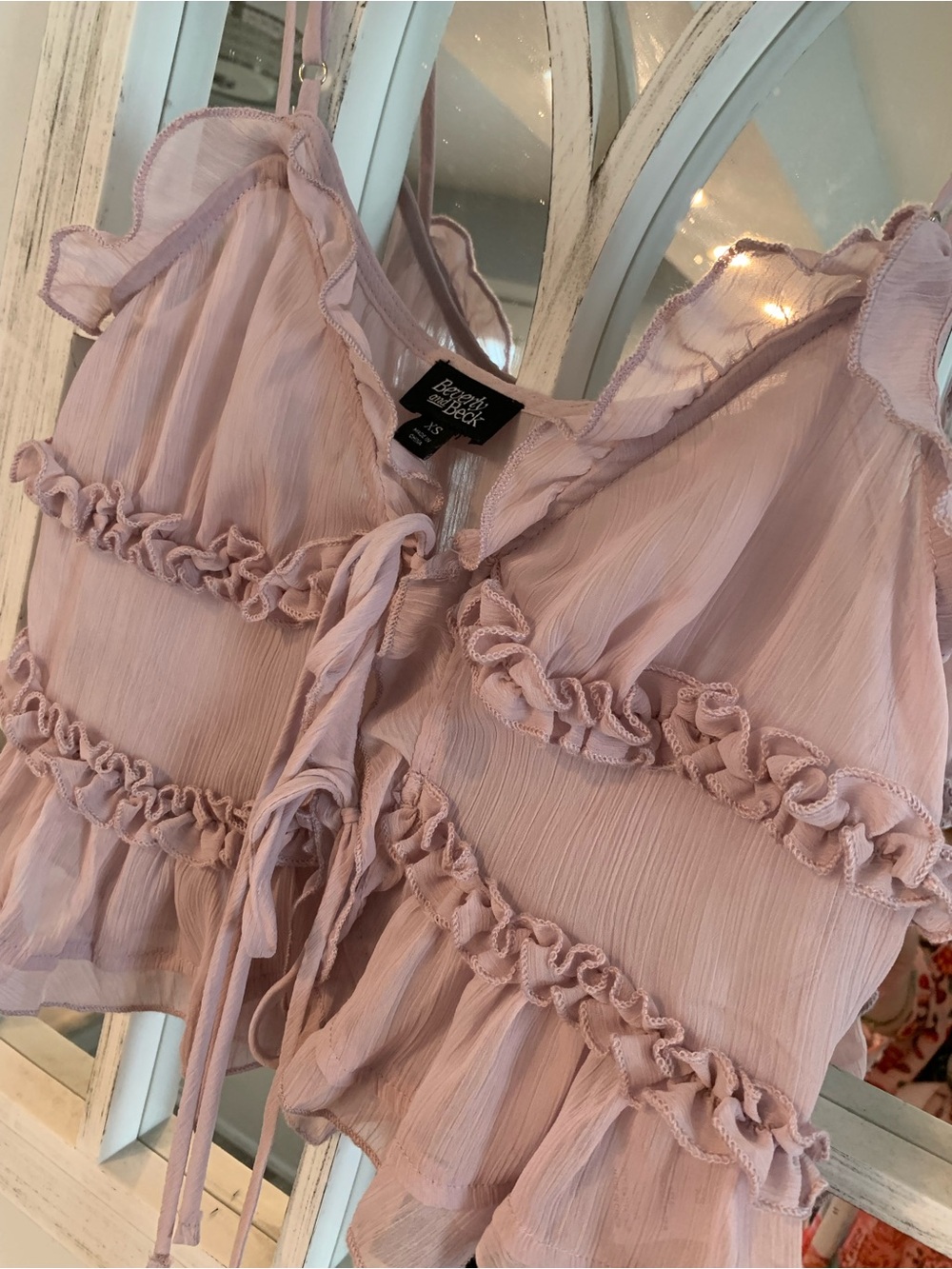 Lavender Ruffle Tie-Front Camisole - Picture 5 of 7
